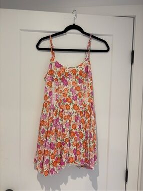 Floral Spaghetti-Strap Dress with lace trim
